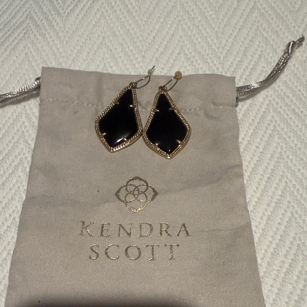 Kendra Scott Black and Gold Drop Earrings